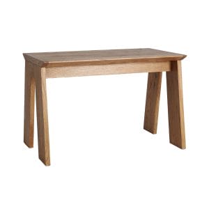 Escritorio Mito de estilo nórdico, fabricado en madera mindi en color marrón. Producto desmontable.