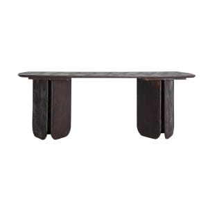 Mesa comedor Seissan de estilo contemporáneo, fabricado en madera de mango en color marrón. Producto desmontable.