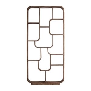 Estanteria Flow de estilo contemporáneo, fabricado en madera de mango en color marrón.