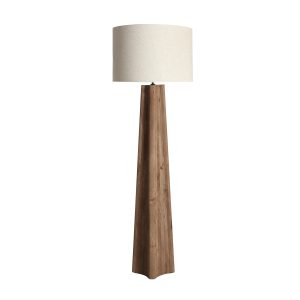 Lámpara de pie Keale de estilo contemporáneo, fabricado en madera de mango en color marrón, combinado con yute en color crema. Producto desmontable.