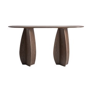 Consola Arko de estilo contemporáneo, fabricado en madera dm en color marrón, combinado con chapa de madera.