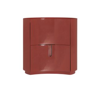 Mesita de noche Rubra de estilo contemporáneo, fabricado en madera dm en color burdeos.
