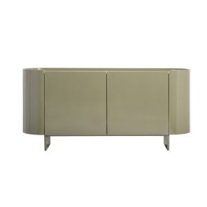 Aparador Stage de estilo contemporáneo, fabricado en madera dm en color verde, combinado con cerámica en color blanco. Producto desmontable.