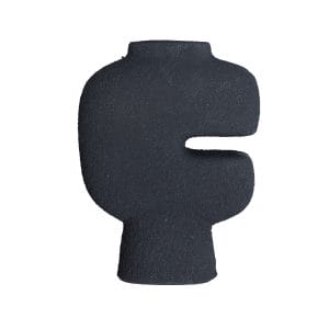 Jarrón Niveo de estilo contemporáneo, fabricado en resina en color negro con acabado rugoso.