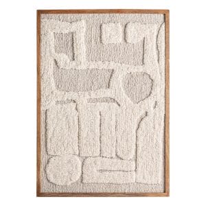 Cuadro Triton de estilo contemporáneo, fabricado en algodón en color beige, combinado con madera de mango en color marrón.