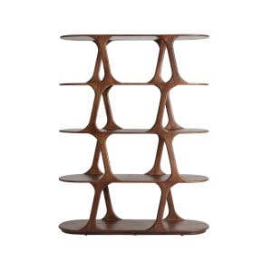 Estanteria Takala de estilo contemporáneo, fabricado en madera de mango en color marrón.