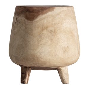 Mesa auxiliar Kalandy de estilo étnico, fabricado en madera suar en color marrón.