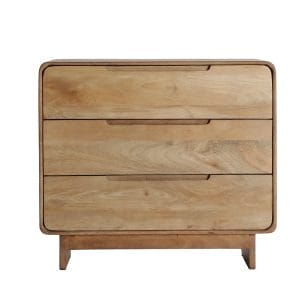 Cómoda Gaillac de estilo nórdico, fabricado en madera de mango en color marrón claro.