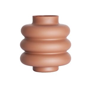 Jarrón Liam de estilo contemporáneo, fabricado en cristal en color chocolate con acabado mate.