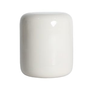 Mesa auxiliar Grei de estilo contemporáneo, fabricado en hierro en color blanco roto con acabado brillo.