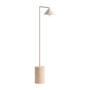 Lámpara de pie Sand de estilo contemporáneo, fabricado en hierro en color blanco roto, combinado con mármol sintético en color beige.