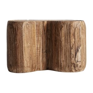 Mesa de centro Erloy de estilo rústico, fabricado en madera de teka reciclada en color marrón claro con acabado envejecido.