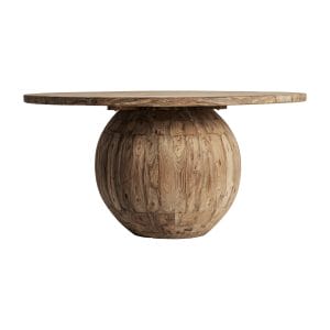 Mesa comedor Erloy de estilo rústico, fabricado en madera de teka reciclada en color marrón claro con acabado envejecido. Producto desmontable.