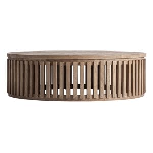 Mesa de centro Gàbia de estilo contemporáneo, fabricado en madera de mango en color marrón con acabado arenado.
