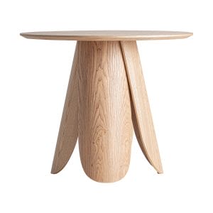 Mesa bar Wieler de estilo nórdico, fabricado en madera dm en color marrón claro, combinado con chapa de fresno. Producto desmontable.