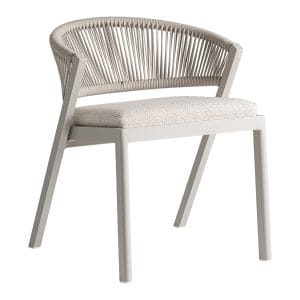 Silla Tegna de estilo contemporáneo, fabricado en aluminio en color gris, combinado con polipropileno en color marfil. Producto desenfundable.