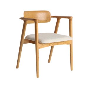 Silla Eriswil de estilo colonial, fabricado en madera de olmo en color marrón, combinado con poliéster en color crema.