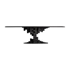 Mesa comedor Pètria de estilo contemporáneo, fabricado en madera de mango en color negro con acabado arenado.