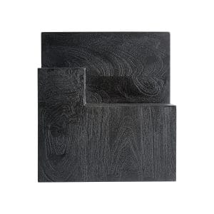 Mesa auxiliar Pètria de estilo contemporáneo, fabricado en madera de mango en color negro con acabado arenado.