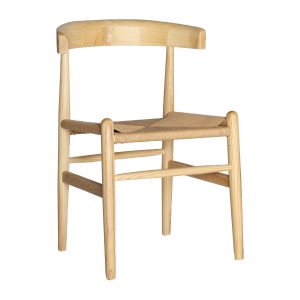 Silla rectangular karvag de estilo clásico, fabricado en madera de olmo en color marrón, combinado con cuerda.