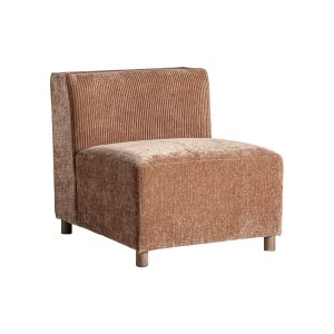 Módulo sofá central trevic de estilo contemporáneo, fabricado en poliéster en color marrón, combinado con madera de pino en color marrón y madera contrachapada. Compatible con: 36136,36138.