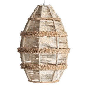 Lámpara de colgar Shanea de estilo boho, fabricado en yute en color beige en color blanco roto.