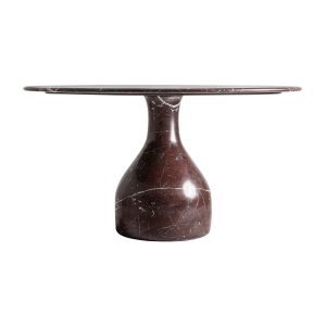 Mesa comedor Bourg de estilo contemporáneo, fabricado en mármol en color burdeos con acabado brillo. Producto desmontable.