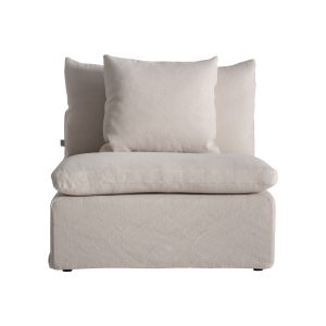 Módulo sofá central Senhane de estilo contemporáneo, fabricado en lino en color blanco roto, combinado con algodón y espuma. Compatible con: 37398,37400.