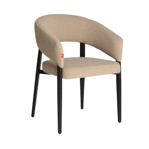 Silla Bruges de estilo contemporáneo, fabricado en poliéster en color beige, combinado con hierro en color negro. Producto desmontable.