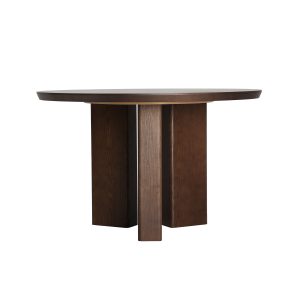 Mesa comedor Hirzel de estilo contemporáneo, fabricado en madera dm en color marrón, combinado con chapa de fresno. Producto desmontable.
