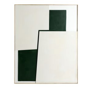 Cuadro Fashele de estilo contemporáneo, fabricado en lienzo en color tonos en verde, combinado con madera de pino en color marrón claro.