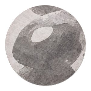 Alfombra Gabrielle de estilo contemporáneo, fabricado en poliéster en color beige, combinado con poliéster en color tonos en verde.