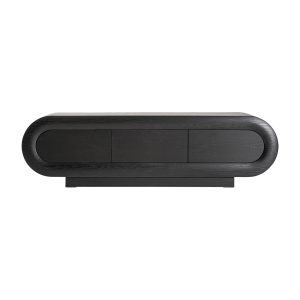 Mueble tv Chamonix de estilo contemporáneo, fabricado en madera roble en color negro.