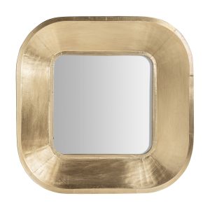Espejo cuadrado zug de estilo art deco, fabricado en latón en color oro, combinado con espejo.