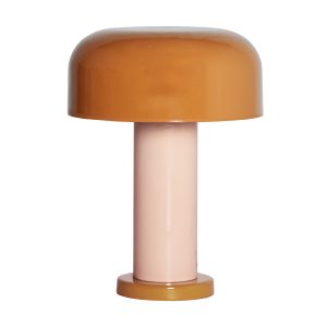 Lámpara de sobremesa Albate de estilo moderno, fabricado en hierro en color ambar en color rosa. Producto desmontable.