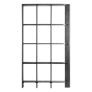 Estanteria Nara de estilo contemporáneo, fabricado en madera roble en color negro, combinado con mármol en color negro.