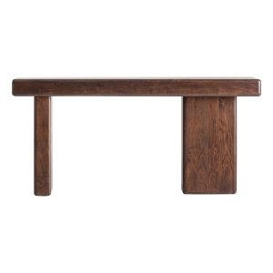 Consola Eyzies de estilo contemporáneo, fabricado en madera de acacia en color marrón. Producto desmontable.