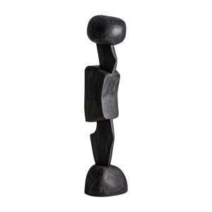 Escultura Hasan de estilo contemporáneo, fabricado en madera de teka en color negro.