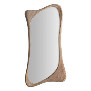 Espejo Humble de estilo étnico, fabricado en madera de teka en color marrón.