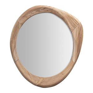 Espejo Humble de estilo étnico, fabricado en madera de teka en color marrón.