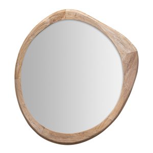 Espejo Humble de estilo étnico, fabricado en madera de teka en color marrón.