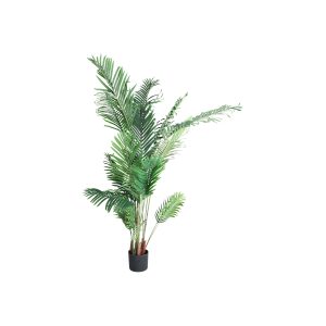 Planta Areca de estilo contemporáneo, fabricado en plástico en color verde en color marrón en color negro.