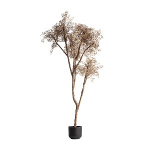 Planta Olivo de estilo clásico, fabricado en polietileno en color tonos en marrón, combinado con polipropileno en color marrón y madera.