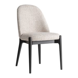 Silla Sirius de estilo contemporáneo, fabricado en poliéster en color beige, combinado con madera de fresno en color negro.