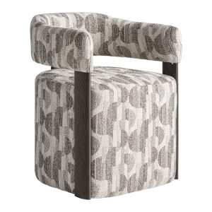 Silla Najac de estilo contemporáneo, fabricado en poliéster en color gris con acabado estampado, combinado con madera de fresno en color marrón y espuma.