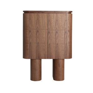 Armario Dune de estilo contemporáneo, fabricado en chapa de nogal en color marrón, combinado con madera dm.