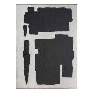 Cuadro Ciro de estilo contemporáneo, fabricado en lienzo en color negro, combinado con madera de pino en color marrón.