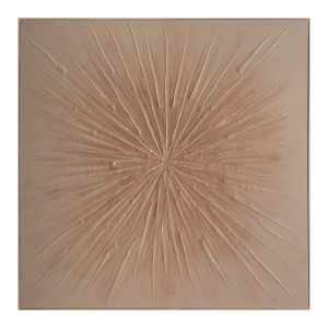 Cuadro Eider de estilo contemporáneo, fabricado en lienzo en color arena, combinado con madera de pino en color marrón claro.