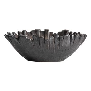 Centro de mesa, fabricado en cerámica en color marrón.