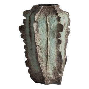 Jarrón Mikota de estilo contemporáneo, fabricado en cerámica en color verde.